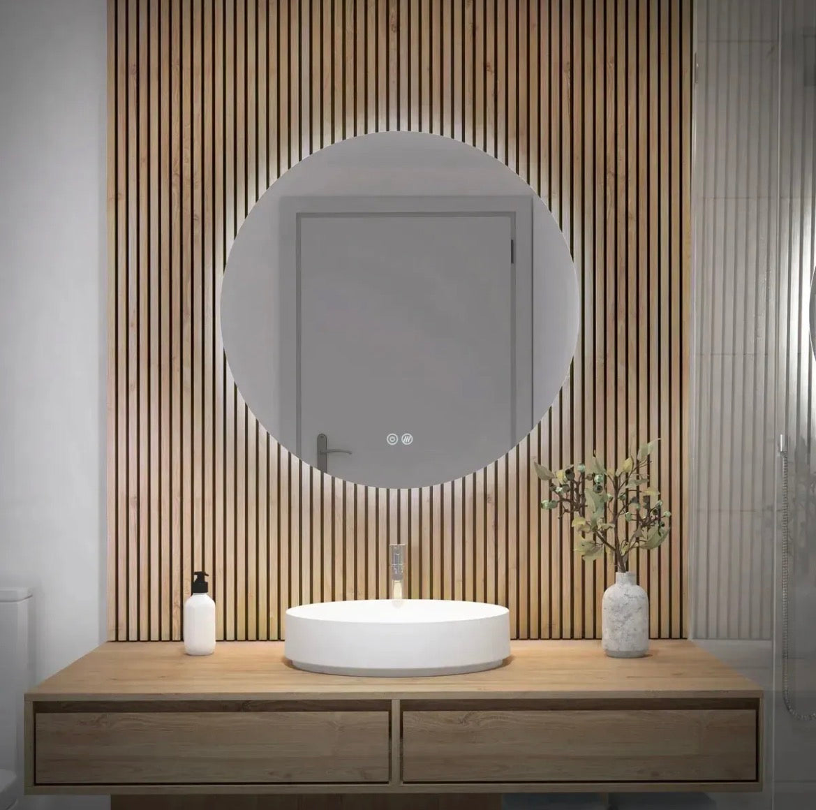 Espejo led 60 cm tres tonos y desempañador