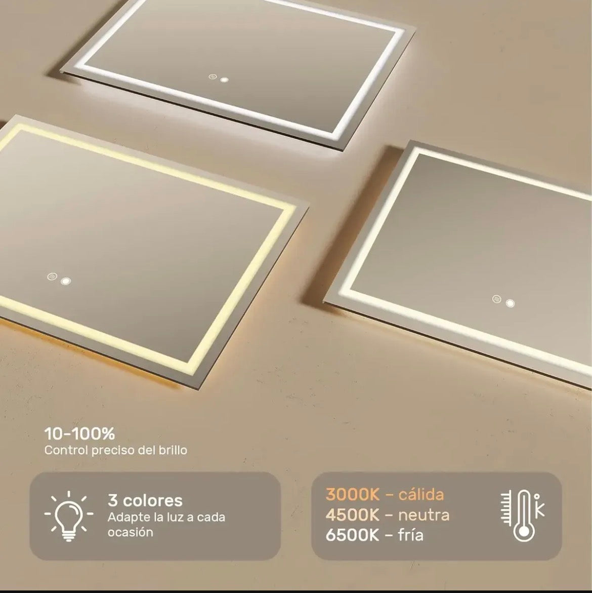 Espejo led 3 tonos y desempañador