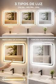 Espejo led 3 tonos y desempañador