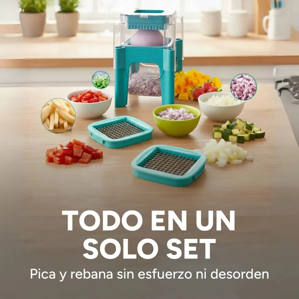 Cortador Picador De Verduras Multifunción 6 Piezas