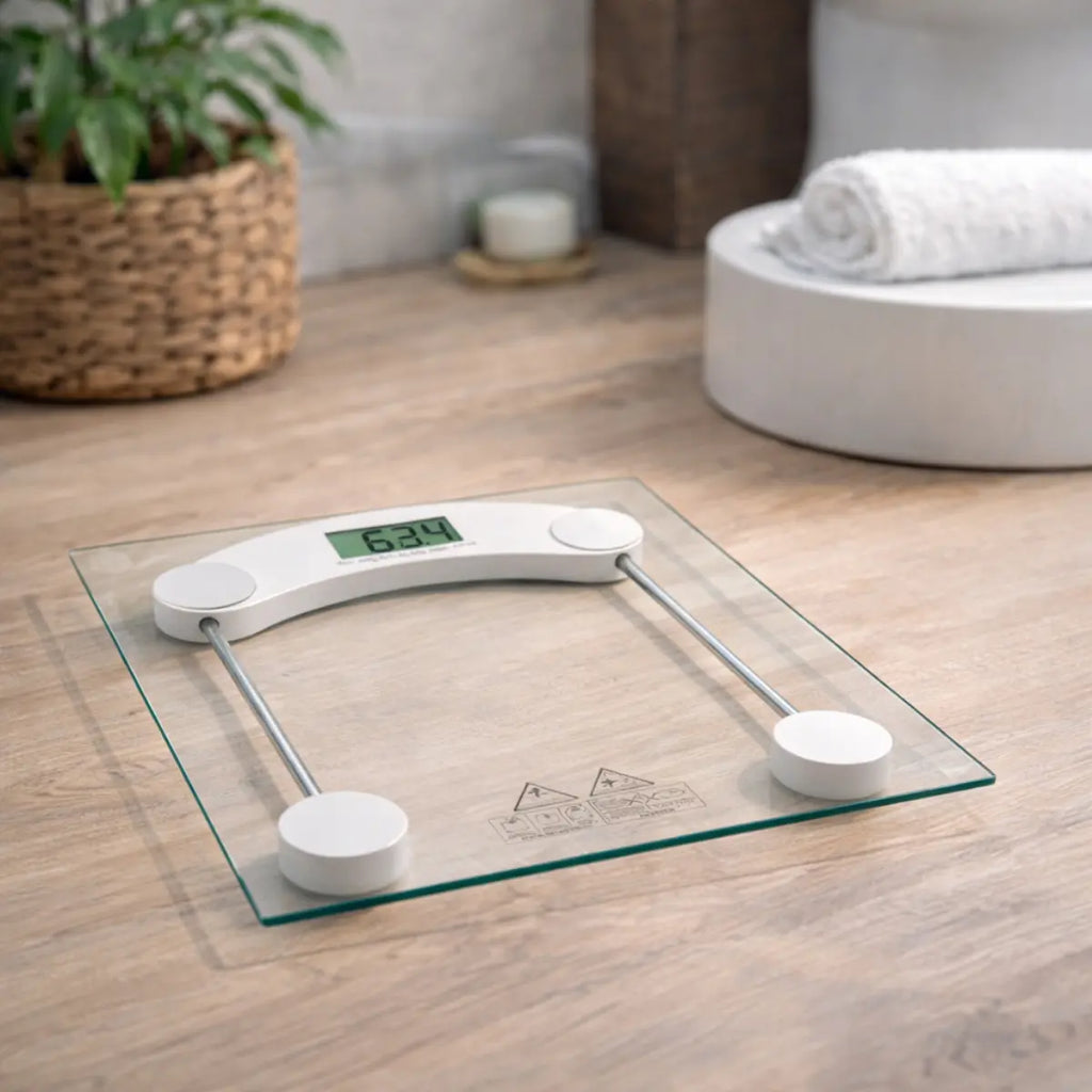 Báscula de baño digital de alta precisión para fitness, con capacidad para hasta 180 kg, con pantalla LCD