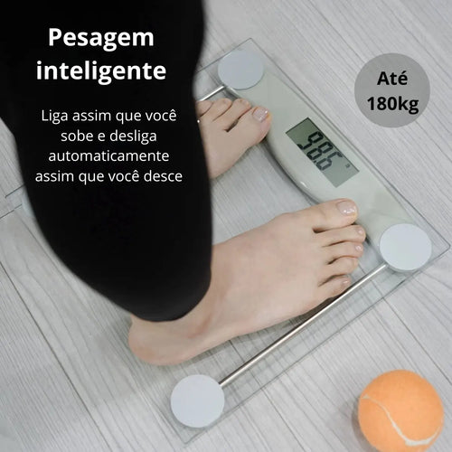 Báscula de baño digital de alta precisión para fitness, con capacidad para hasta 180 kg, con pantalla LCD