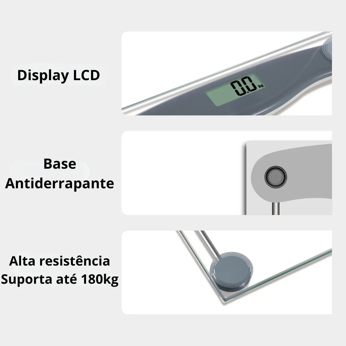 Báscula de baño digital de alta precisión para fitness, con capacidad para hasta 180 kg, con pantalla LCD