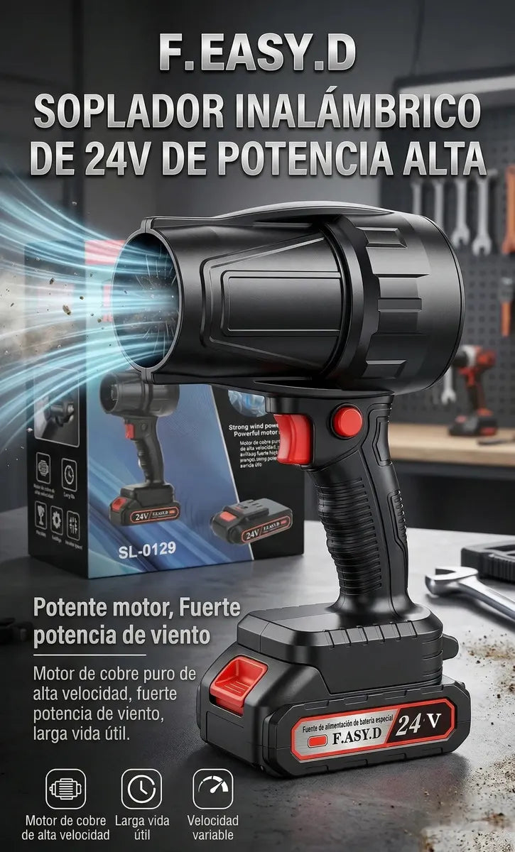 Sopladora Potente Portatil Inalambrica Alta Velocidad 250mph Negro