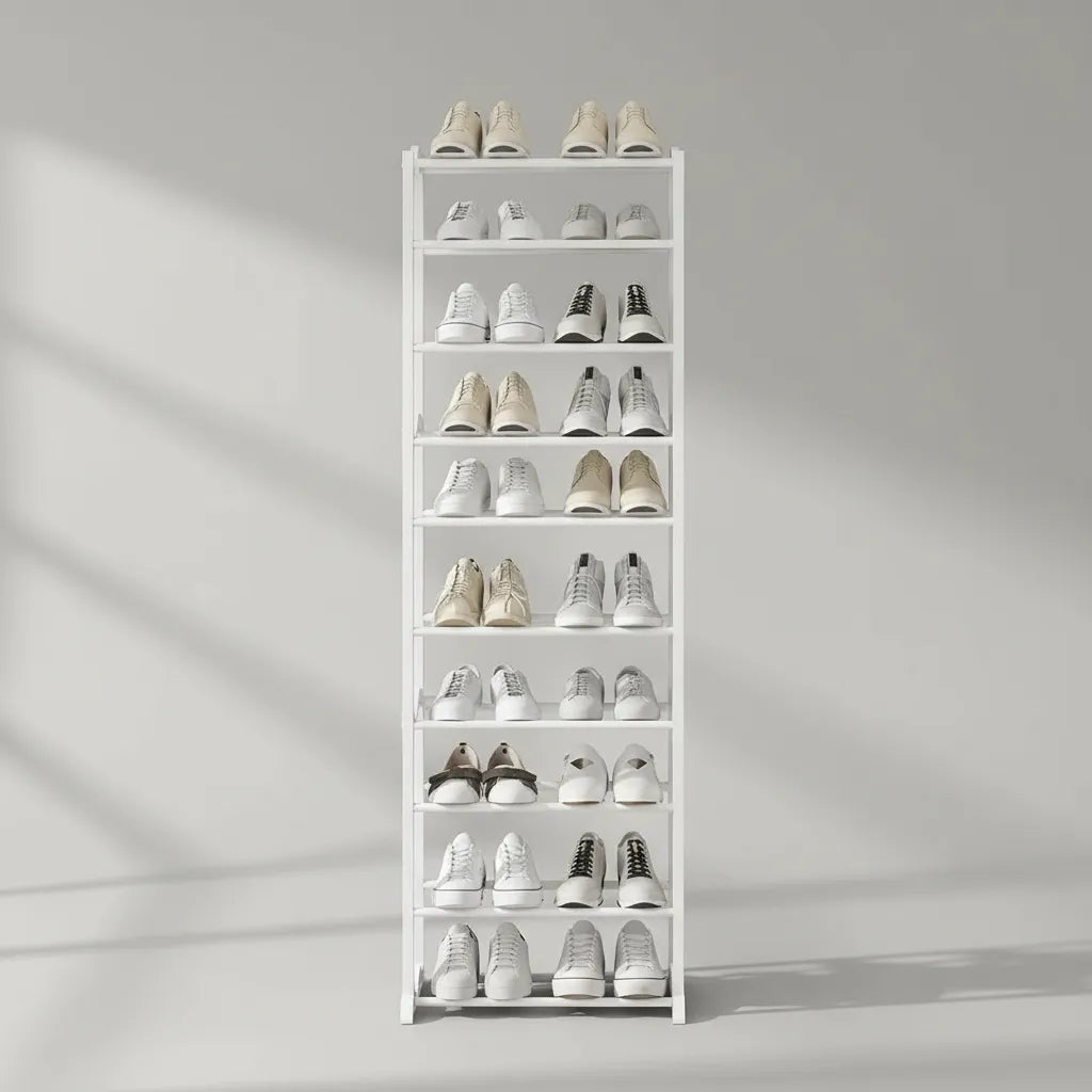 Zapatero Vertical 10 Pisos, Para 20 Pares, Montable,blanco