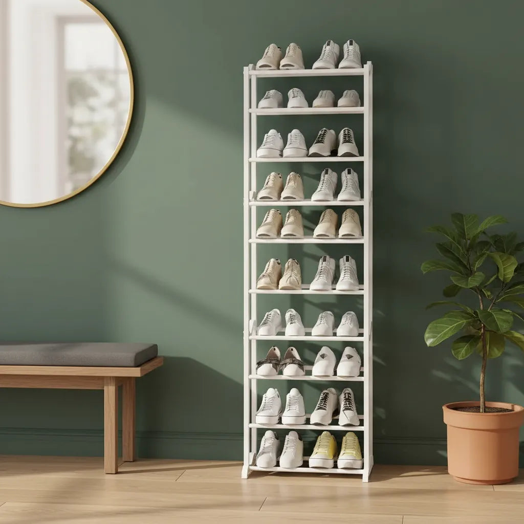 Zapatero Vertical 10 Pisos, Para 20 Pares, Montable,blanco