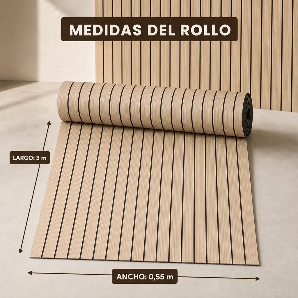Panel Decorativo Adhesivo Símil Ripado Wpc 3x0,55 Metros