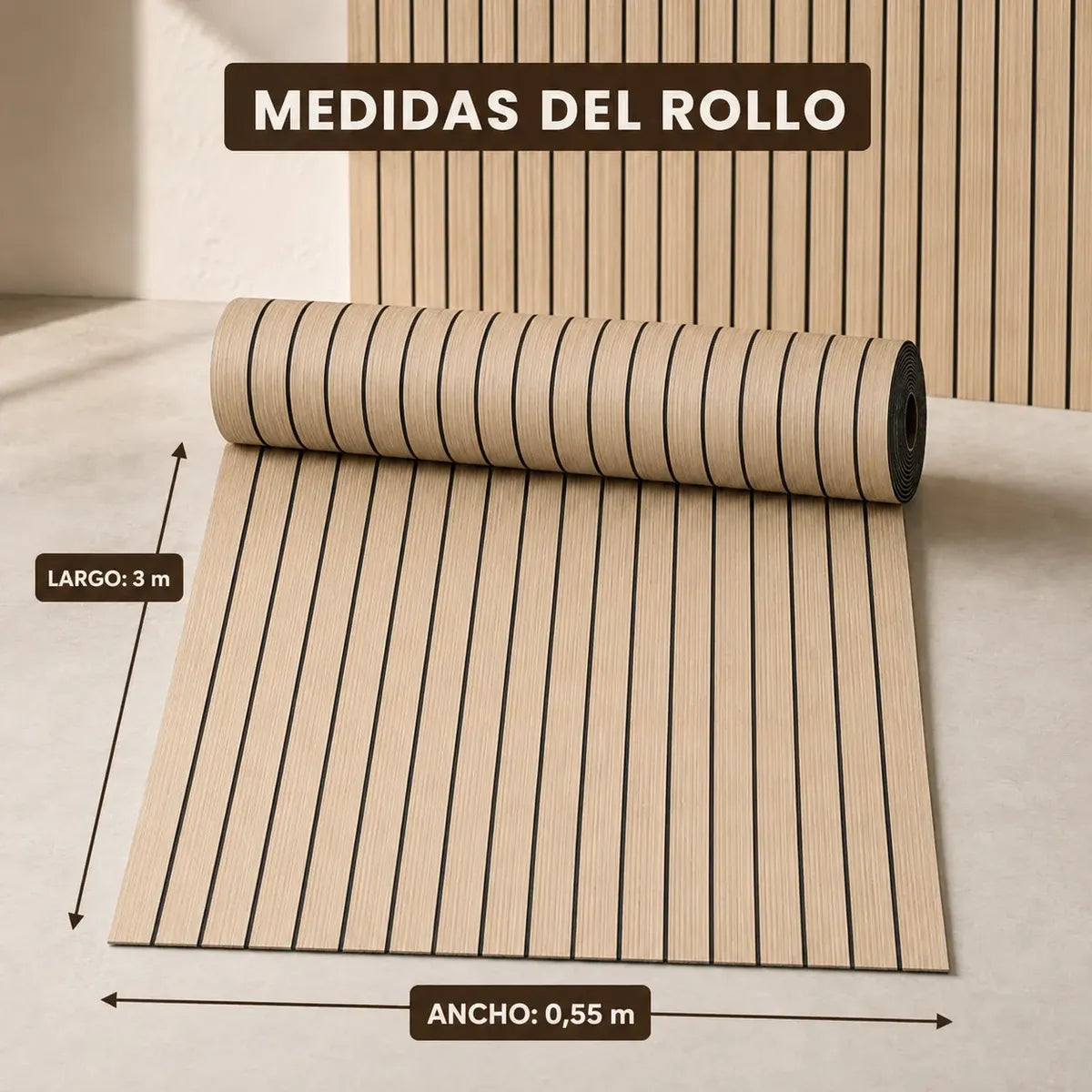Panel Decorativo Adhesivo Símil Ripado Wpc 3x0,55 Metros