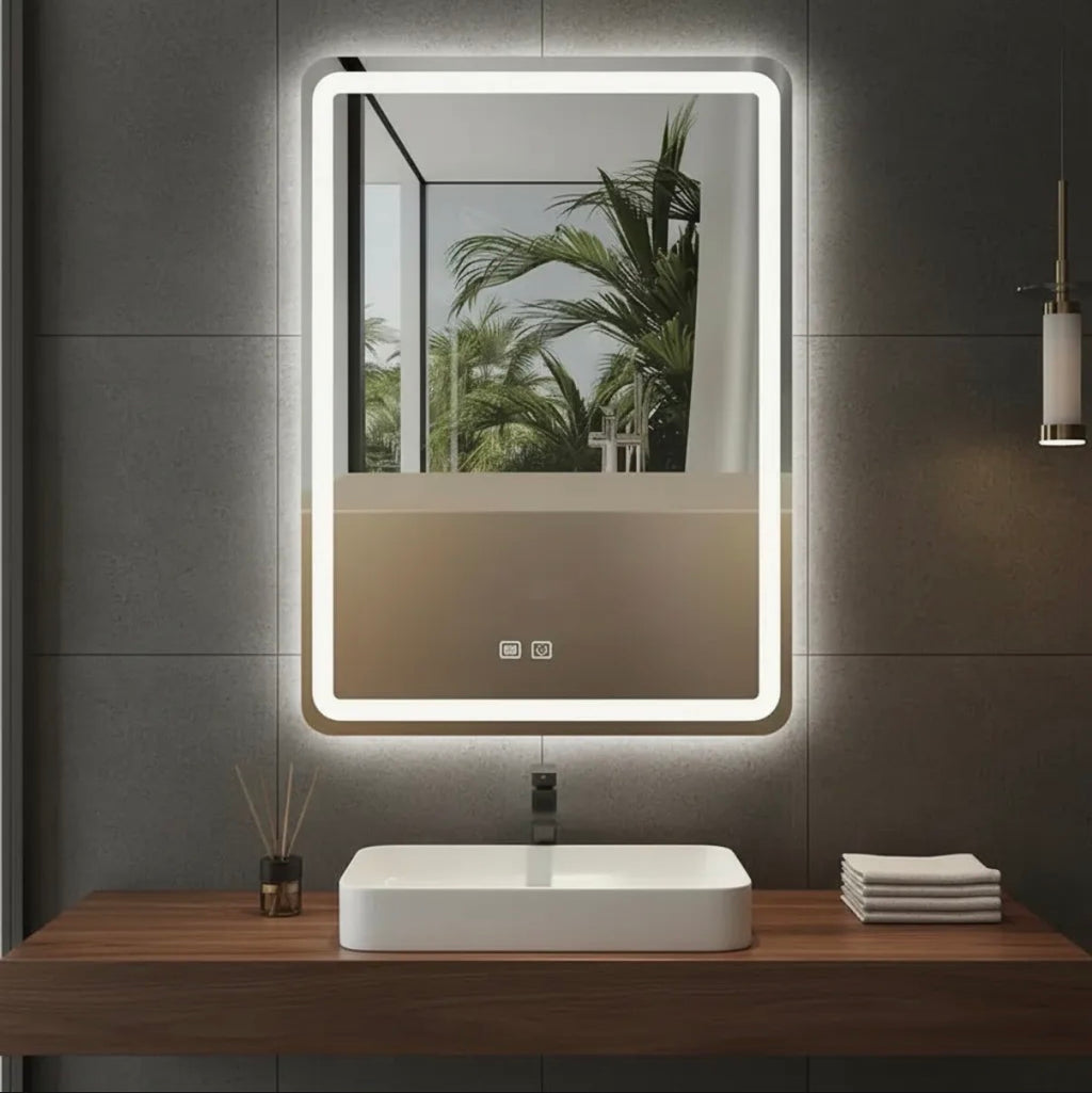 Espejo Led 50x70cm Sistema Desempañador Tres Tonos de Luz