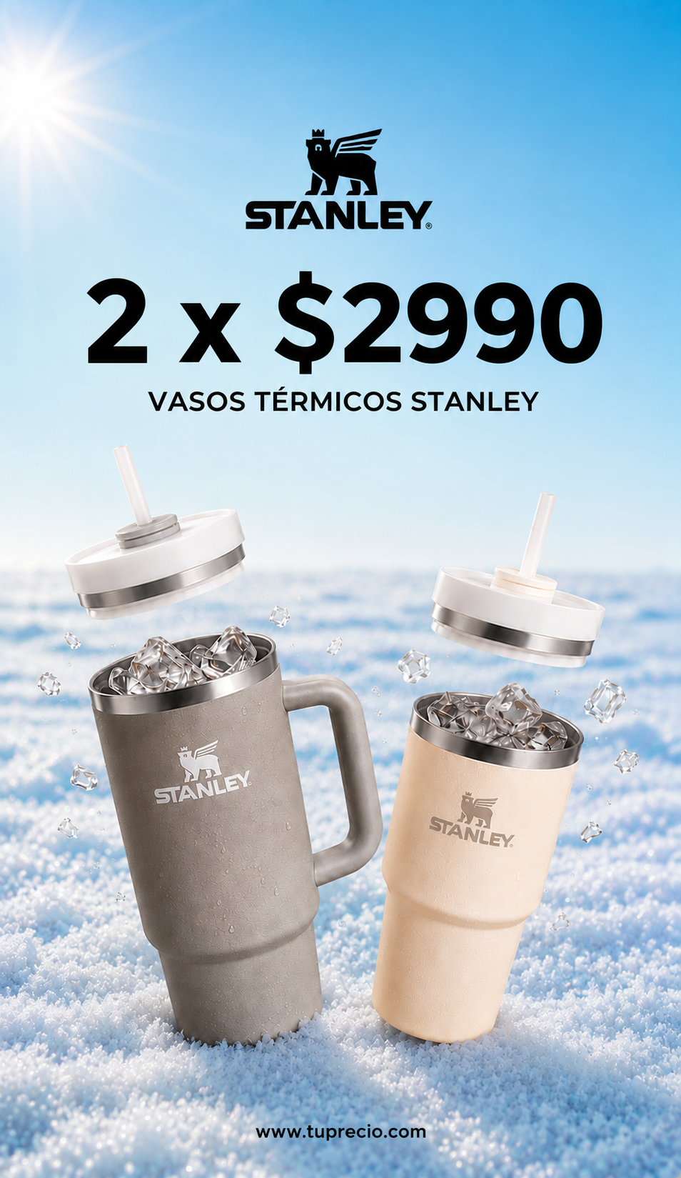 2 Vasos Stanley, ¡Color Gris y Crema!